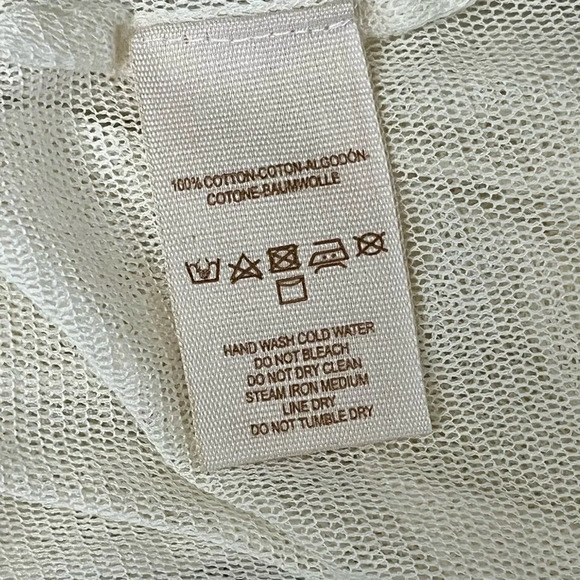 Free People Beaded Mesh Sheer Babydoll Tunic Blouse Sequin Beaded S Boho Peasent - Picture 8 of 10